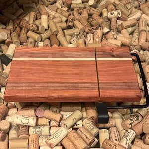 Handmade Wooden Cheese Slicer with Handle. Signed and dated by maker.